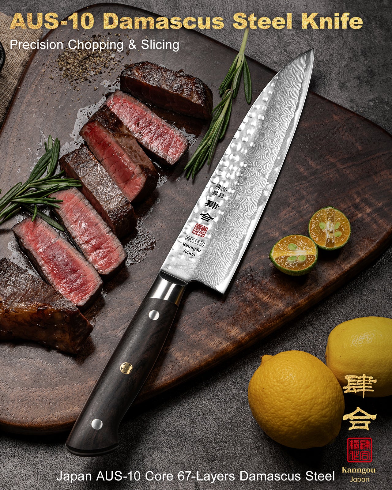 Hammered Damascus Series 8.27Inch Gyuto Chef Knife (21cm)