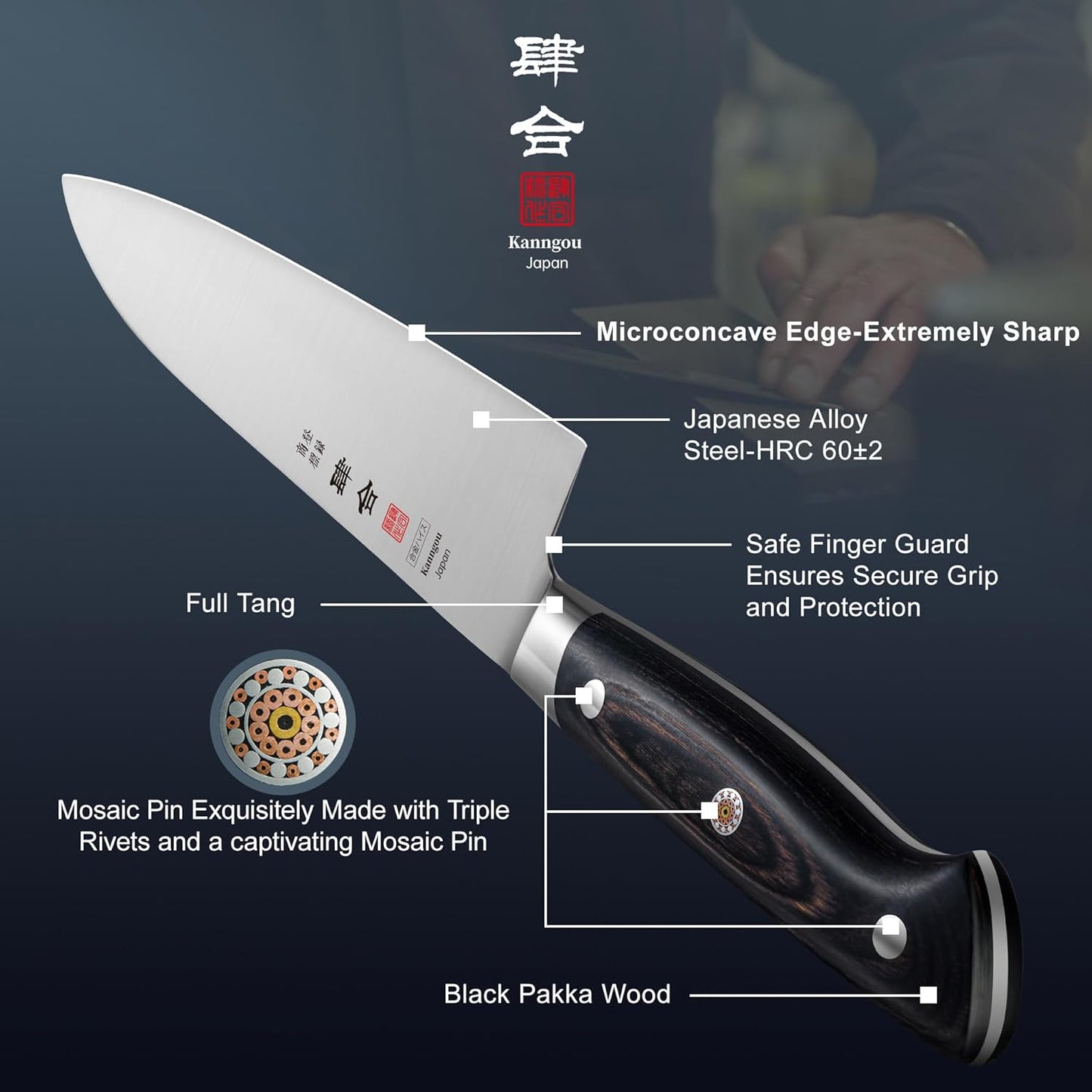 8.27 Inch (210MM) Gyuto Knife Japanese Chef Knife with Premium Gift Box, AUS-8 Steel