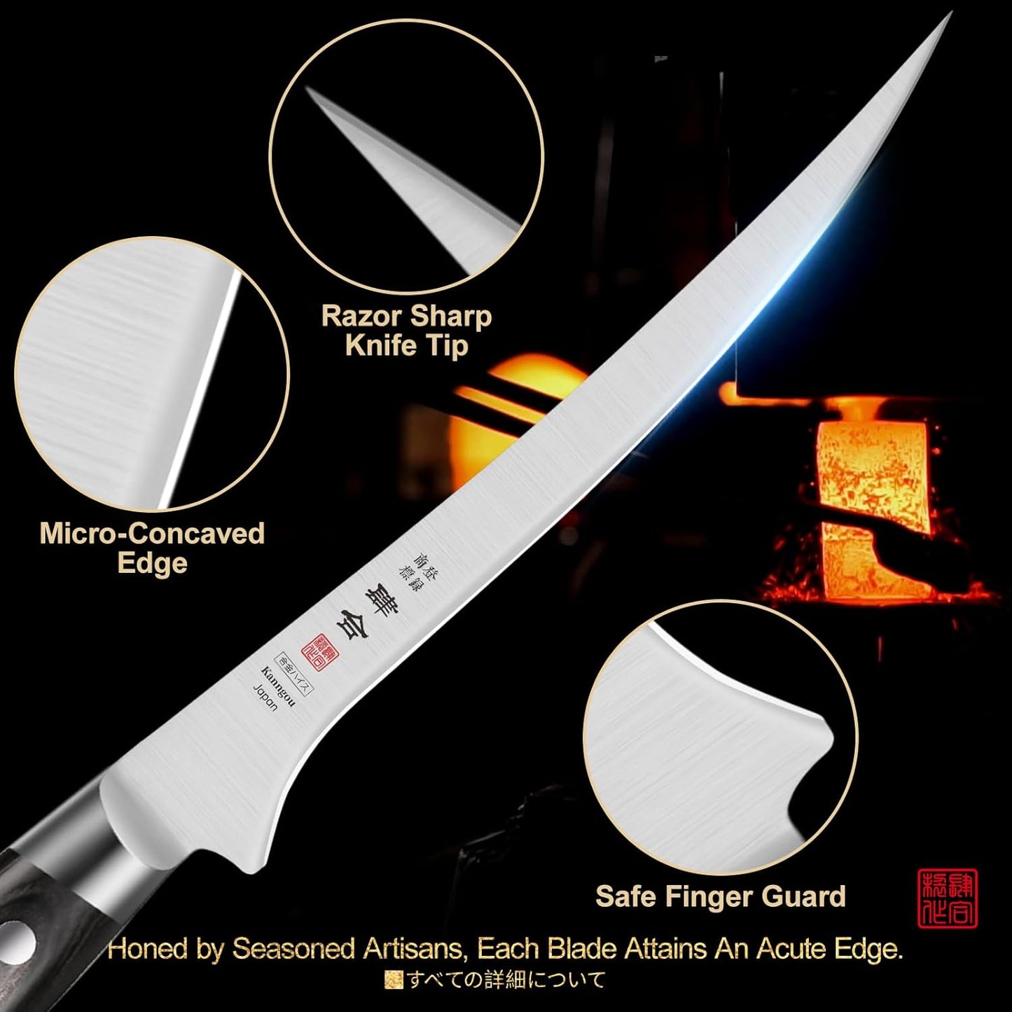7 Inch (180MM) Fish Fillet Knife Boning Knife for Meat with Premium Gift Box, AUS-8 Steel