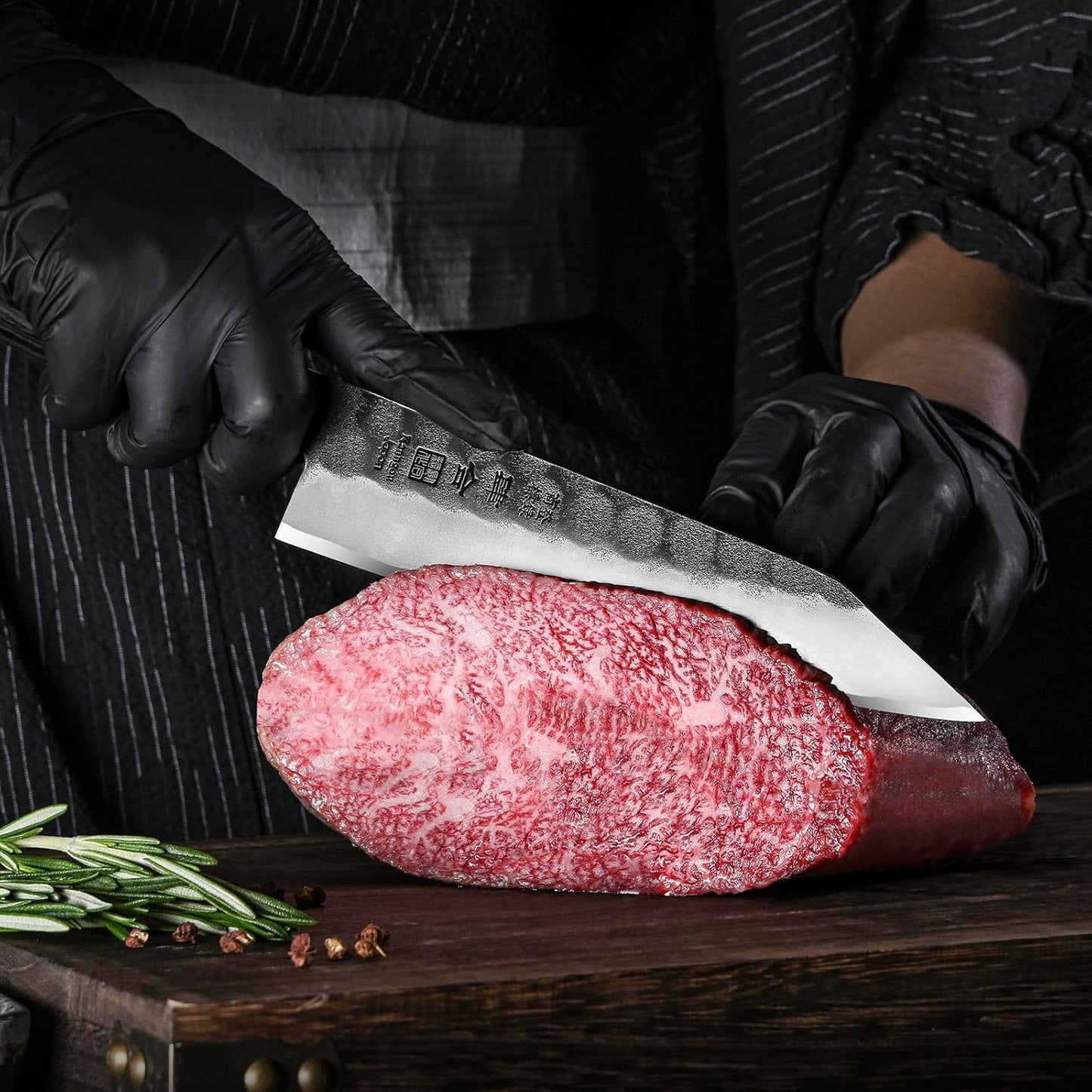 Black Forged 8.27 Inch (210MM) Japanese Kiritsuke Knife Chef Knife with Premium Box, AUS-8 Steel