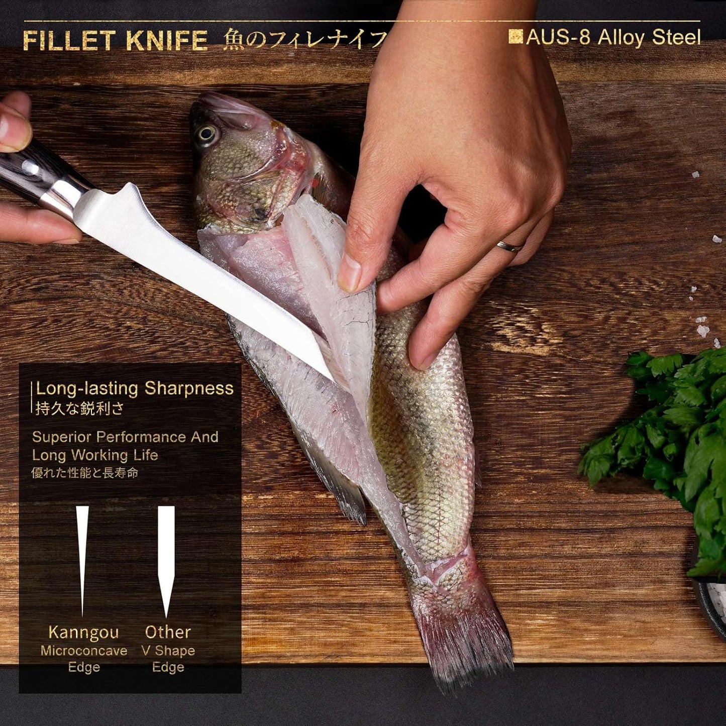 7 Inch (180MM) Fish Fillet Knife Boning Knife for Meat with Premium Gift Box, AUS-8 Steel