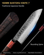 WA Series 7Inch (180mm) Santoku Knife
