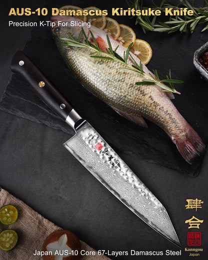Hammered Damascus Series 8.27Inch Kiritsuke Knife (21cm)