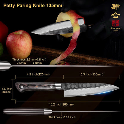 Black Forged Series 5.45Inch (135mm) Petty Paring Knife