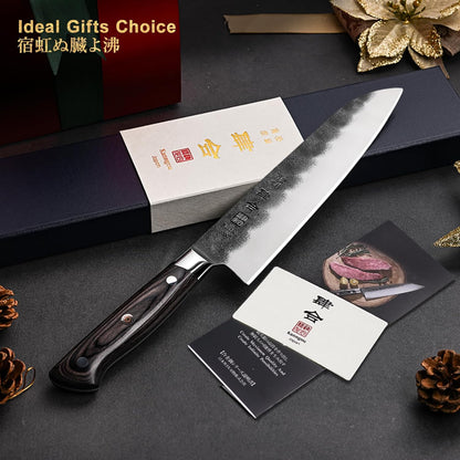 Black Forged Series 7 Inch (180MM) Santoku Knife