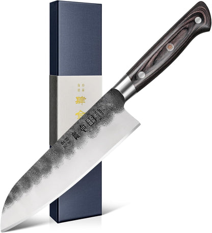 Black Forged Series 7 Inch (180MM) Santoku Knife