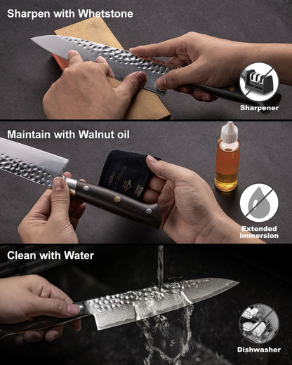 Hammered Damascus Series 8.27Inch Gyuto Chef Knife (21cm)