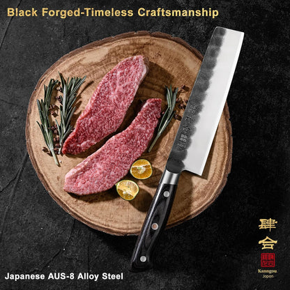 Black Forged Series 7 Inch (180MM) Nakiri Knife