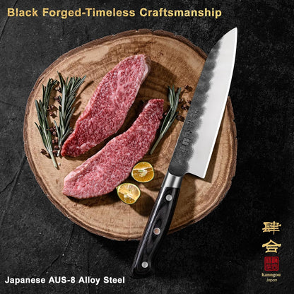 Black Forged Series 7 Inch (180MM) Santoku Knife