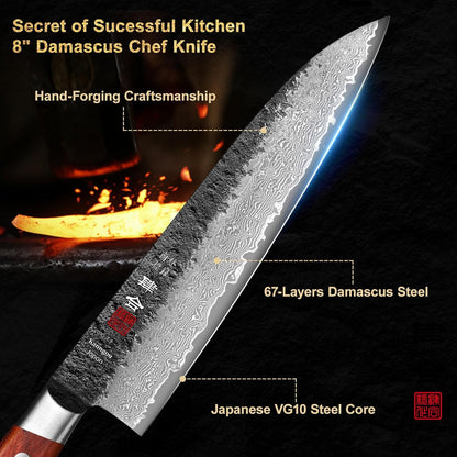 Black Damascus Series 8.27 inch (210mm) Gyuto Chef Knife